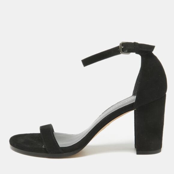 Stuart Weitzman Black Suede Bambina Ankle Strap Sandals Size 36